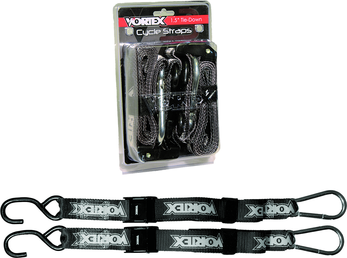 Vortex Racing VTX Tie-Downs 1.5in Black 2 Pack TD122