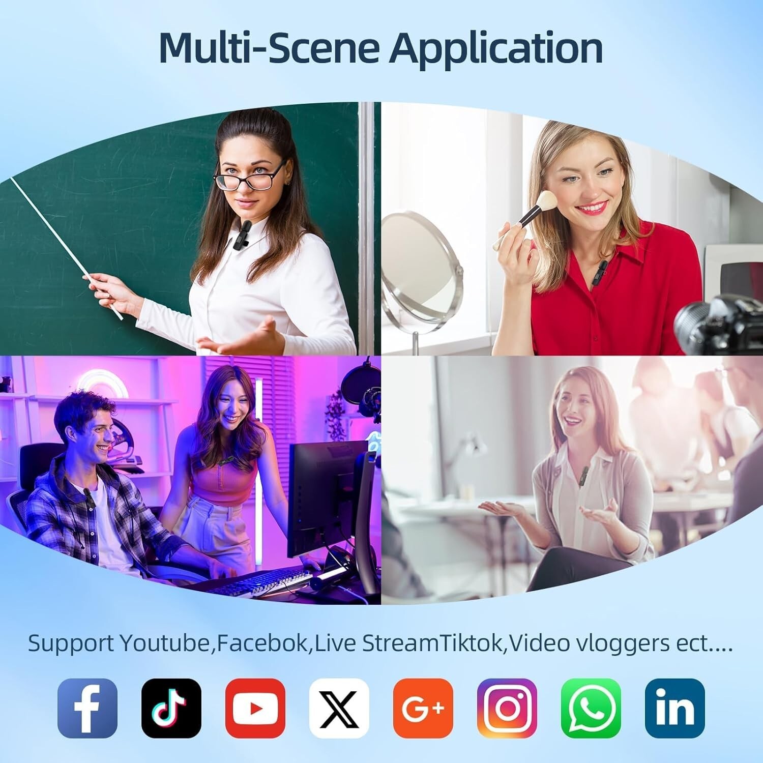 Lavalier Wireless Mini Microphone Audio Video Recording Mic For iPhone Android