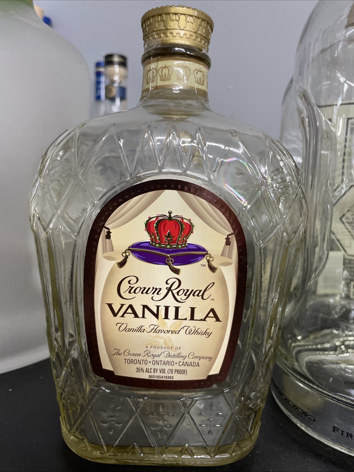 Crown Royal Vanilla Flavored Whiskey Bottles Empty - W/ Label Crafts/ Decor - 1L