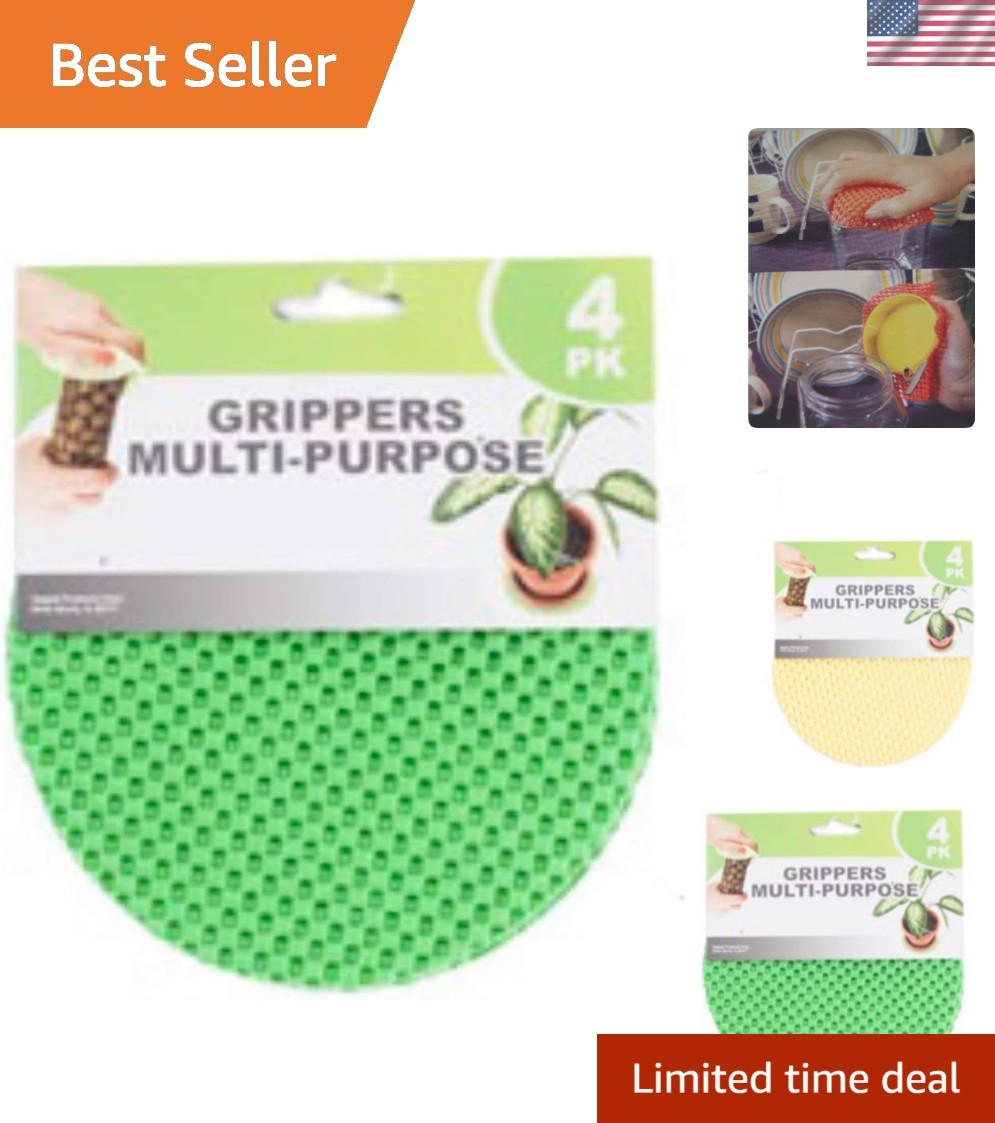 4-Piece Assorted Color Multi-Purpose Jar Gripper Pad Set - 5.5 Inches Round
