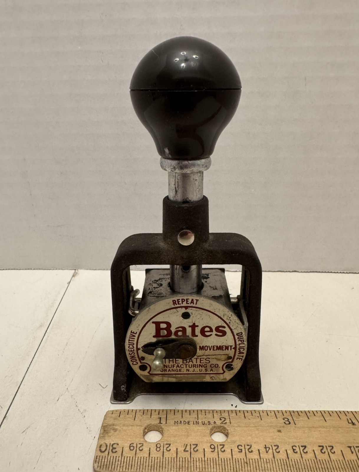 Vintage Bates  Numbering Machine Ink Stamper 6 Wheels Style A