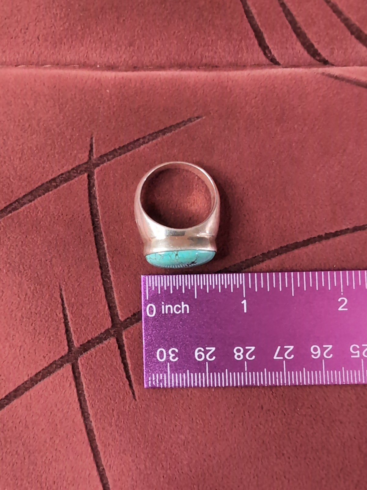 Statement Turquoise 925 Sterling Silver Dome Style Band Size 9