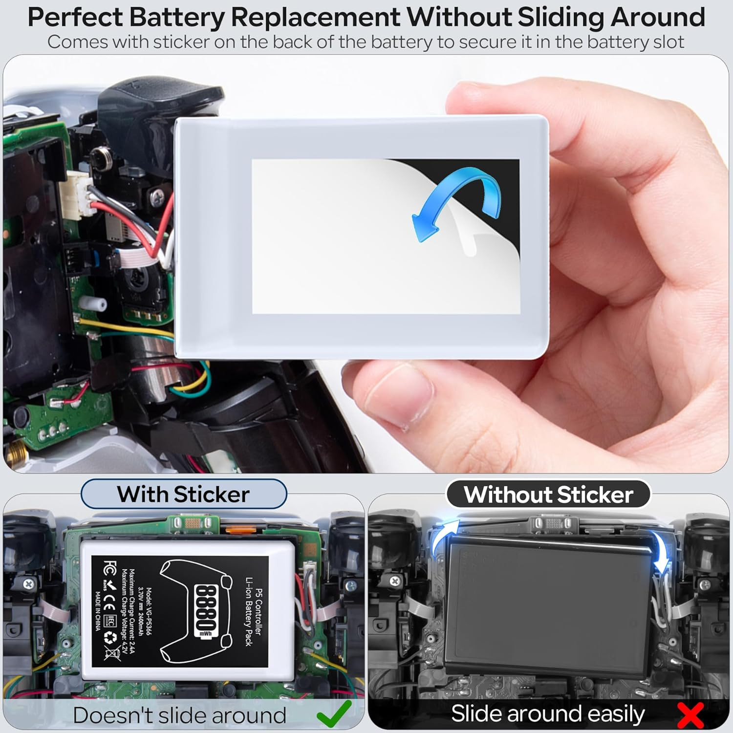 PS5 Controller Battery Replacement Kit 8880mWh for DualSense w/ Tools 2 Pack