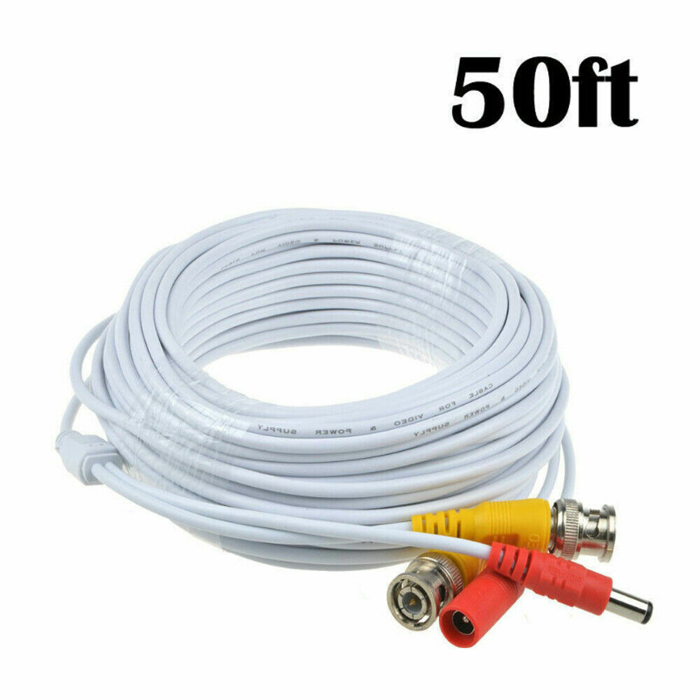 Fite ON 50ft BNC Video Power Cord for Zmodo Q-See Qsee PTZ Lorex Camera Cable