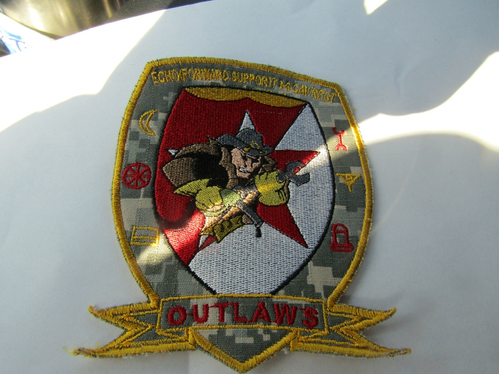 MILITARY PATCH SEW ON ECHO (FORWARD SUPPORT) 3-6 CAV REGT OUTLAWS