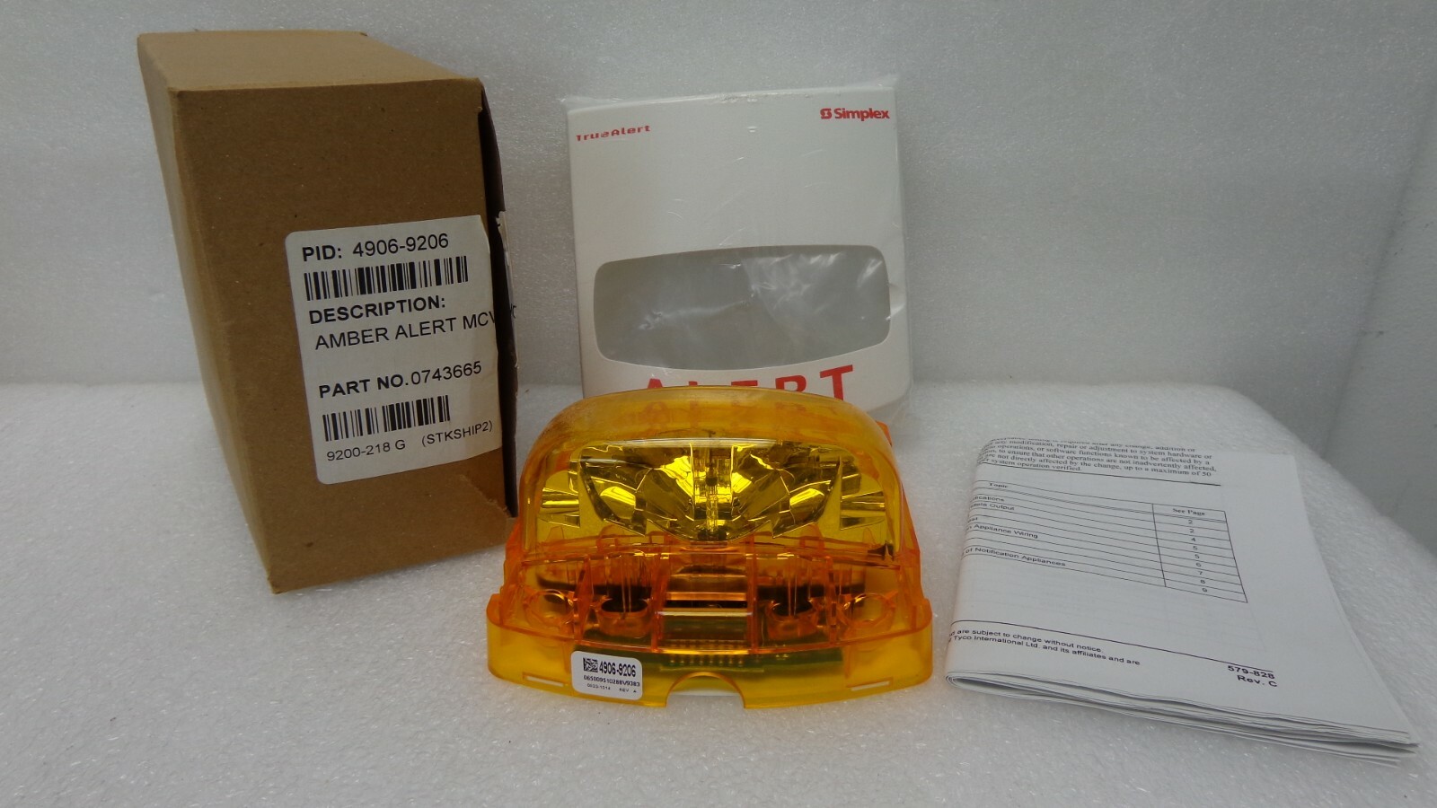 SIMPLEX 4906-9206  AMBER ALERT MCVO WALL MOUNT WHT Part NO.0743665