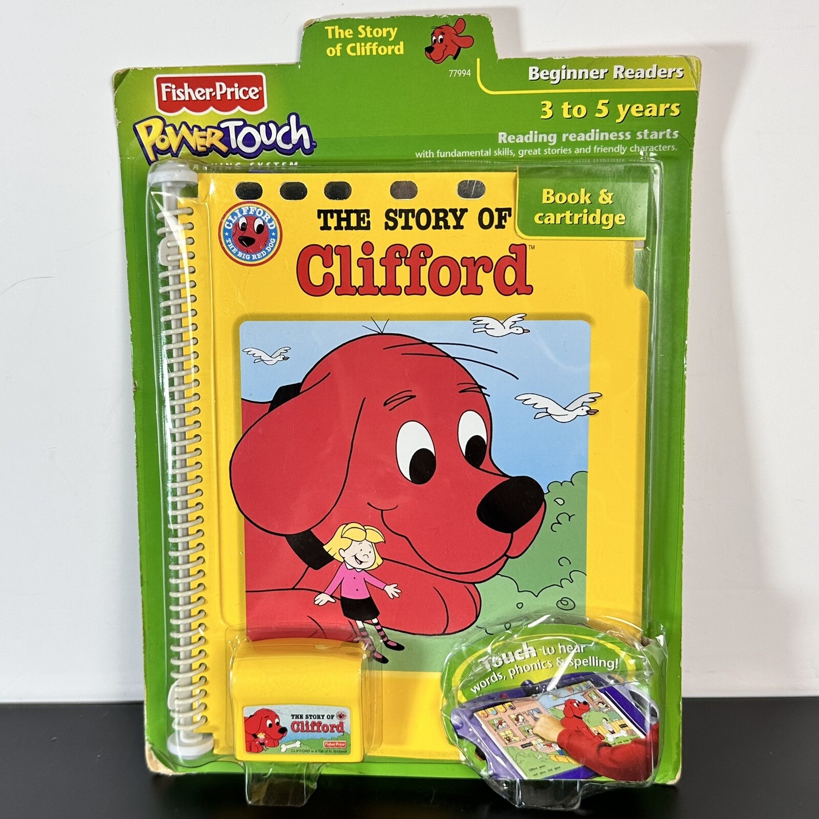 Vtg Power Touch Clifford The Big Red Dog Fisher Price Learning Book & Cartridge