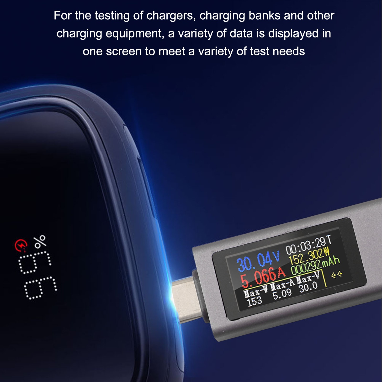 Tester Meter for Phone Charging Current Voltage Meter 2302C 240W
