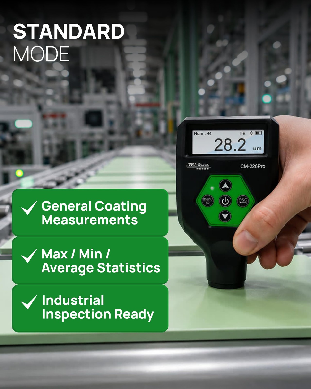 Pro Paint Thickness Gauge CM-226 w/ Bluetooth App for iOS & Android