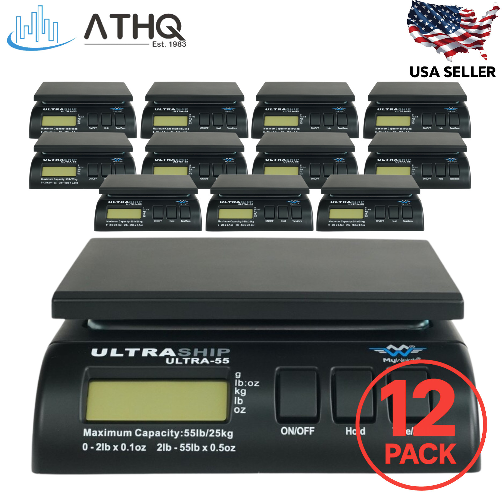PACK OF 12 My Weigh Ultraship 55lb x 0.1oz Digital Shipping Postal Scale w/ AC