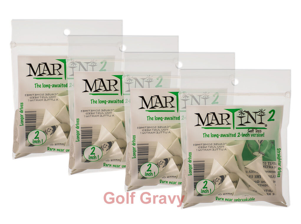 MARTINI 2 Golf Tees - 4 packs of 6 White SHORT Tees 2"