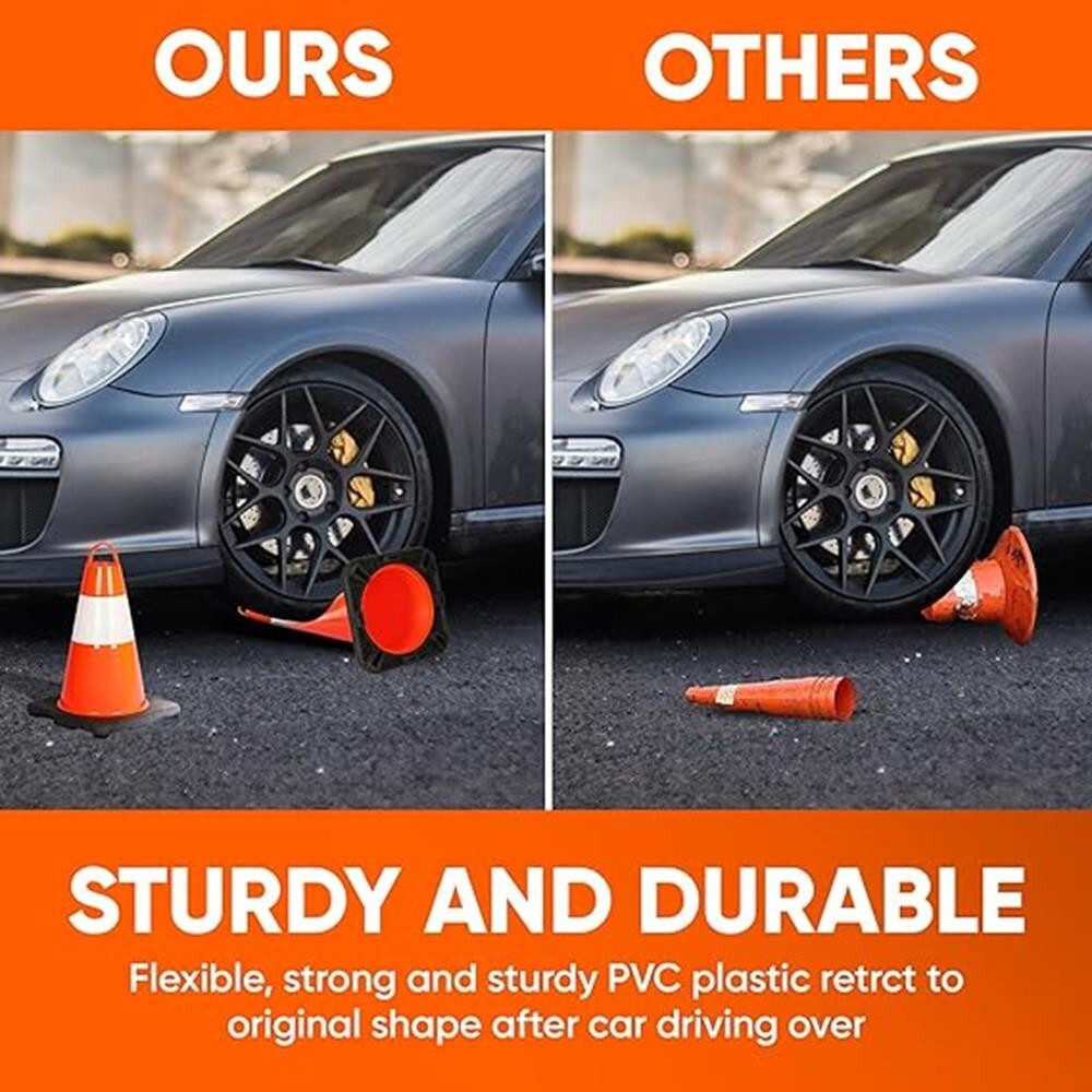Pyle 12" PVC Cone - 12 Pieces High Visibility Structurally Stable for Traffic