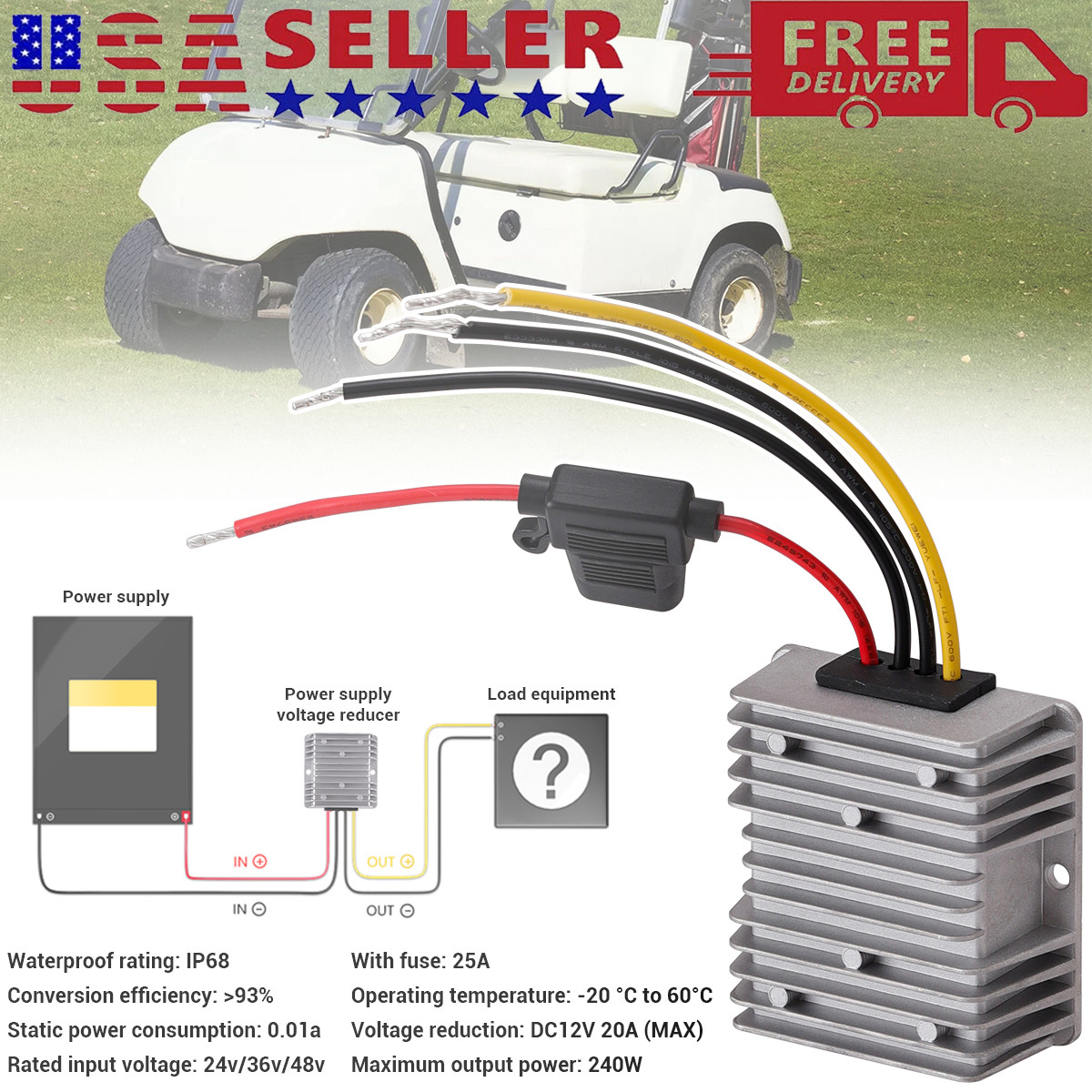 Waterproof DC 48V 36V to 12V 20A 240W Step Down DC to DC Voltage Regulator
