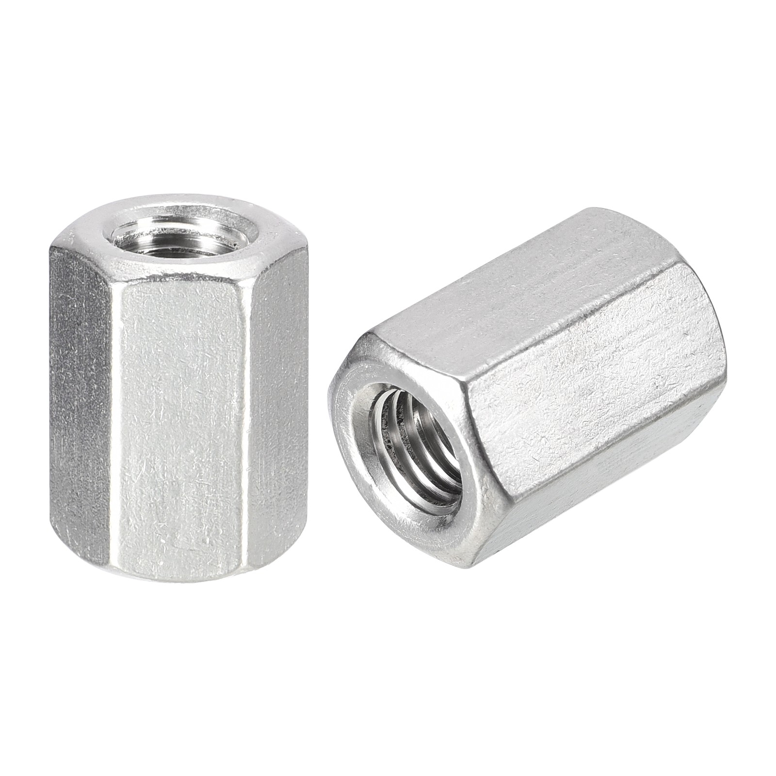 M10 x 1.5-Pitch 24.5mm Length Coupling Nuts, 2pcs 304 Stainless Steel Nuts