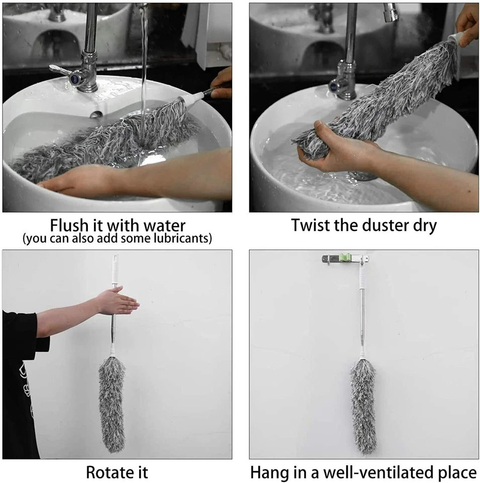 Microfiber Duster Cleaning Brush Dust Cleaner Bendable Handle Soft Extendable