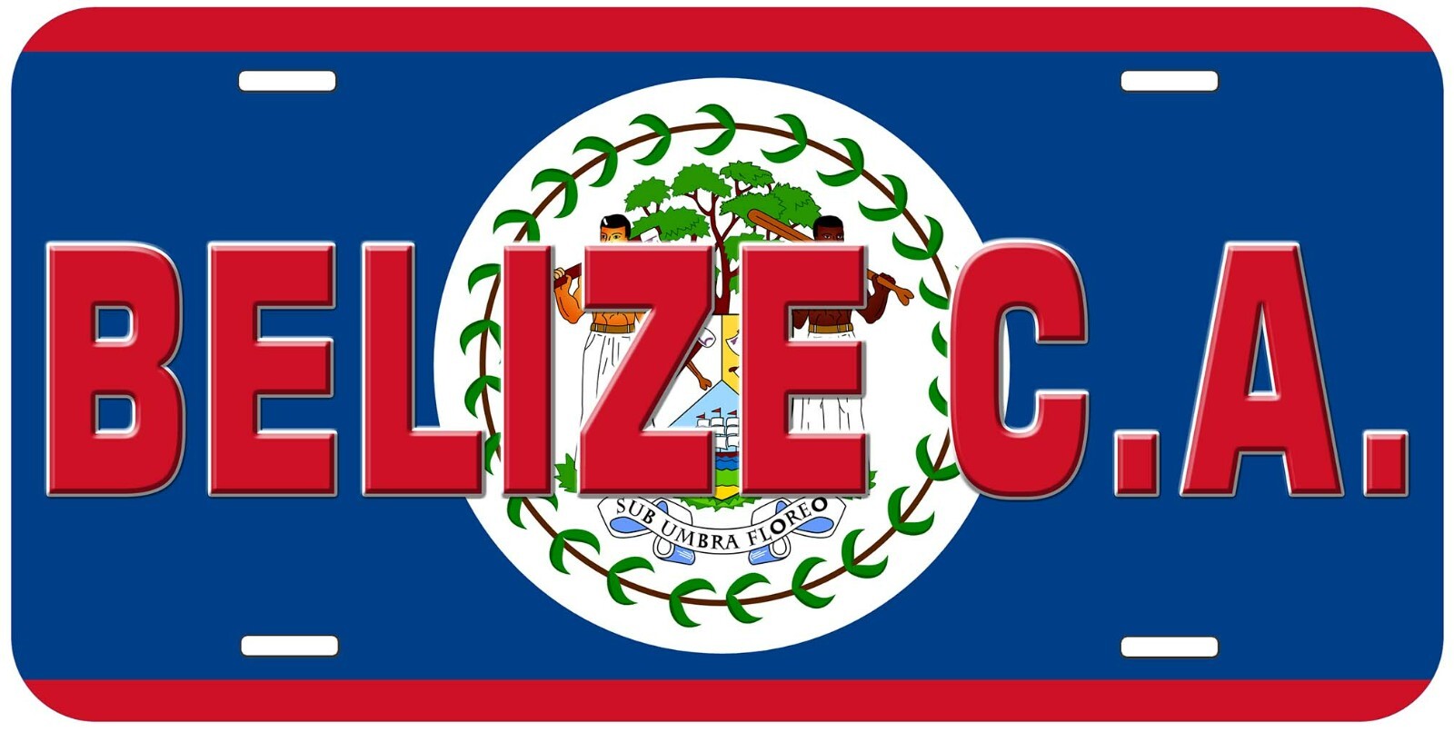 Belize Flag with Country Name Novelty Car Tag License Plate