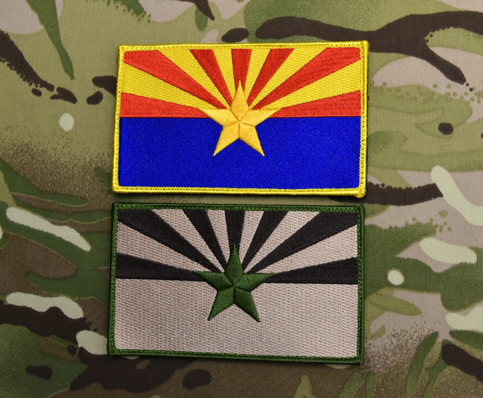 Large 3"x5" Arizona State Flag Morale Patch Set Multicam Grand Canyon AZ 2A