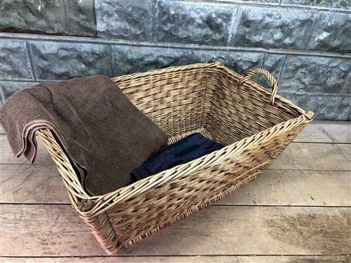 Rectangular Wicker Basket, Vintage German Woven Basket, Storage Organizer C37,
