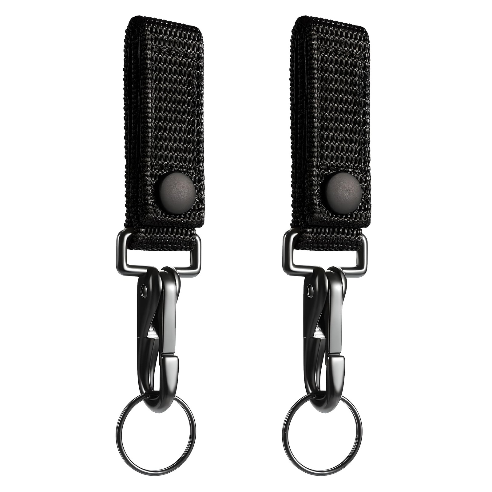 2 Pack Heavy Duty Belt Keeper Clip Key Holder Nylon MOLLE Strap Keyring