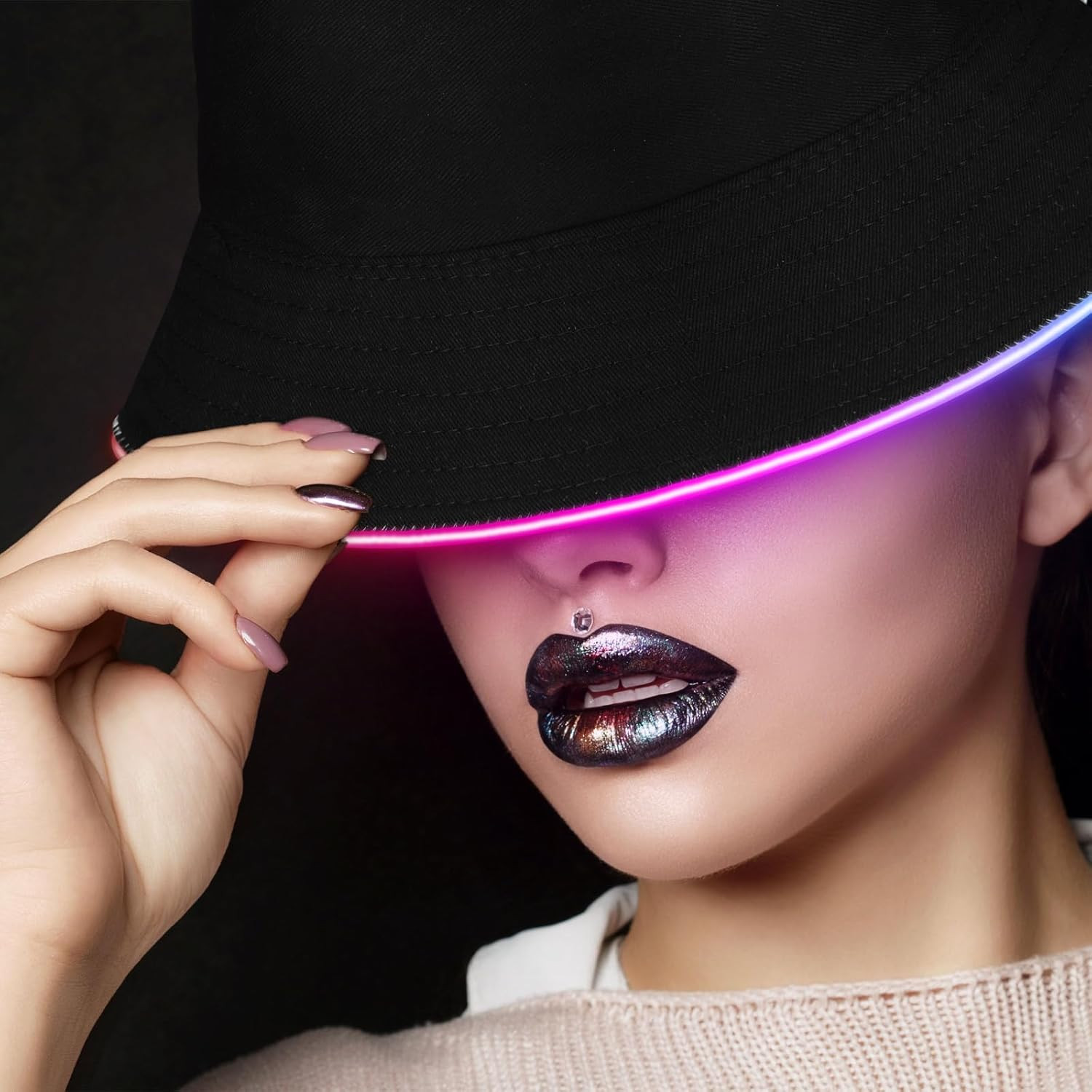 2 Pcs LED Light up Bucket Hat Set Light up Bucket Hat LED Cap for Men and Women