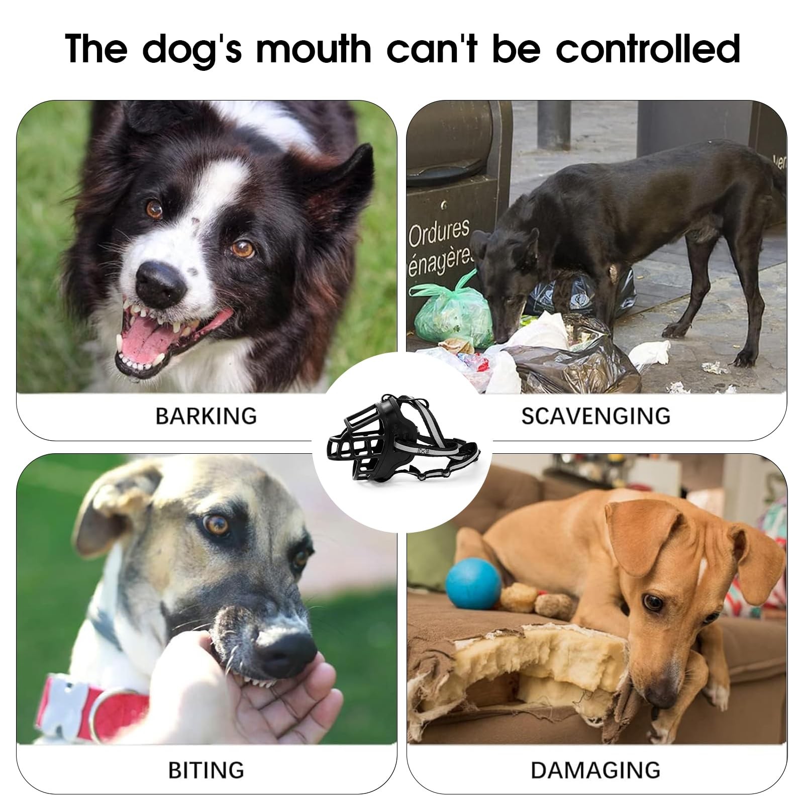 Dog Muzzle, Breathable Basket Muzzles for Medium Large Sized Dogs, Adjustable...