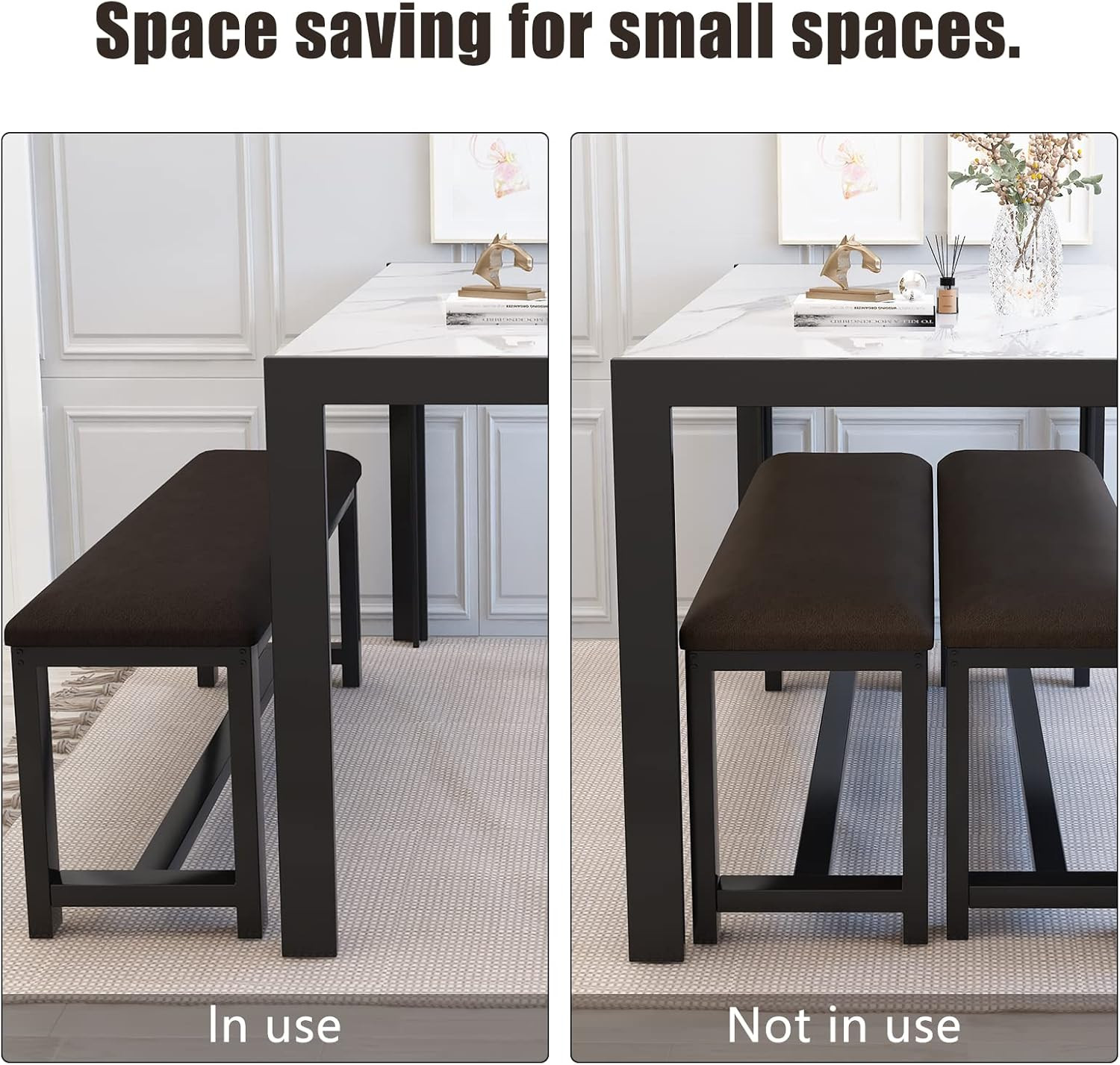 Dining Table Set for 4, Kitchen Table and Chairs for 4, Faux Marble Dining Room