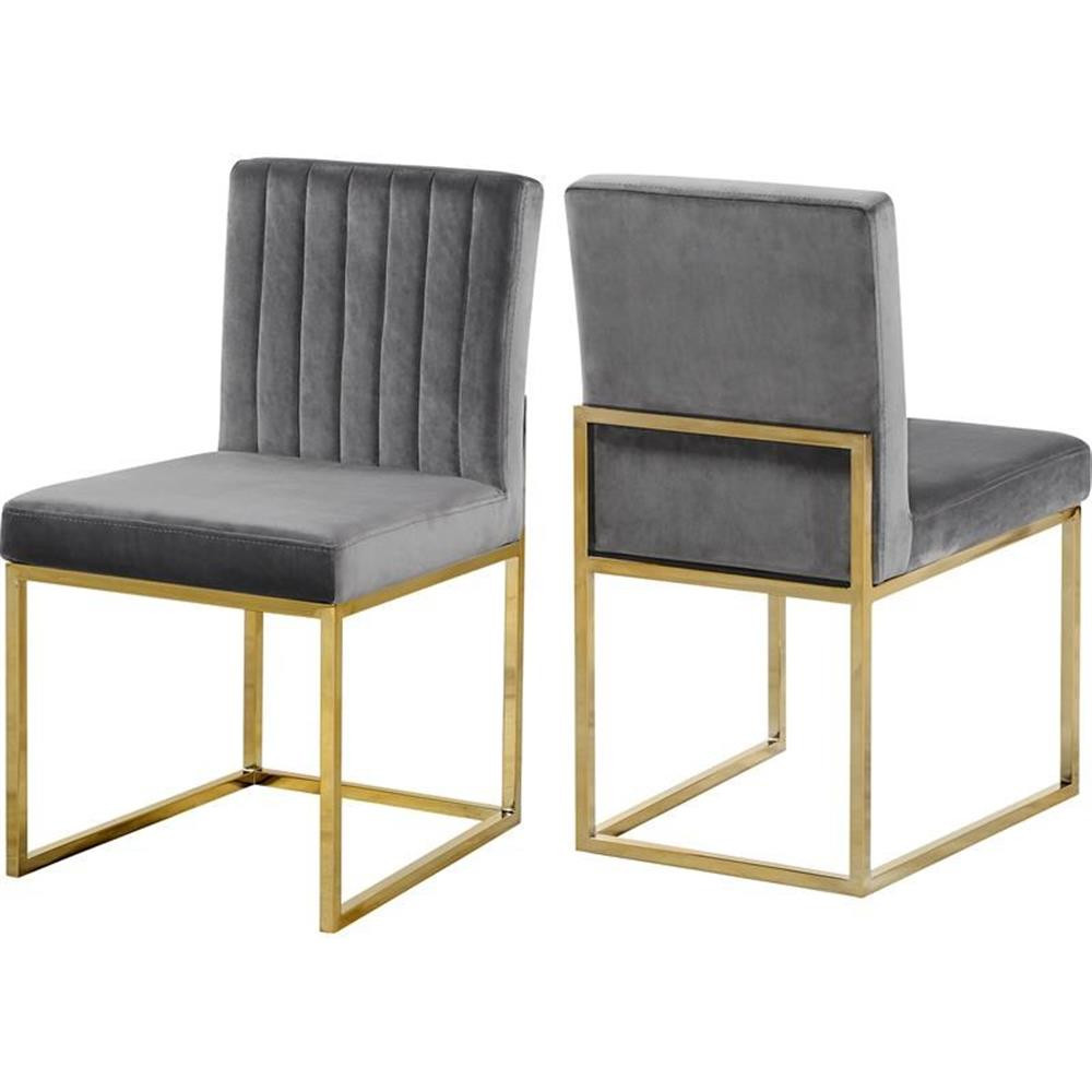 Meridian Furniture Giselle Gray Velvet Dining Chair (Set of 2)