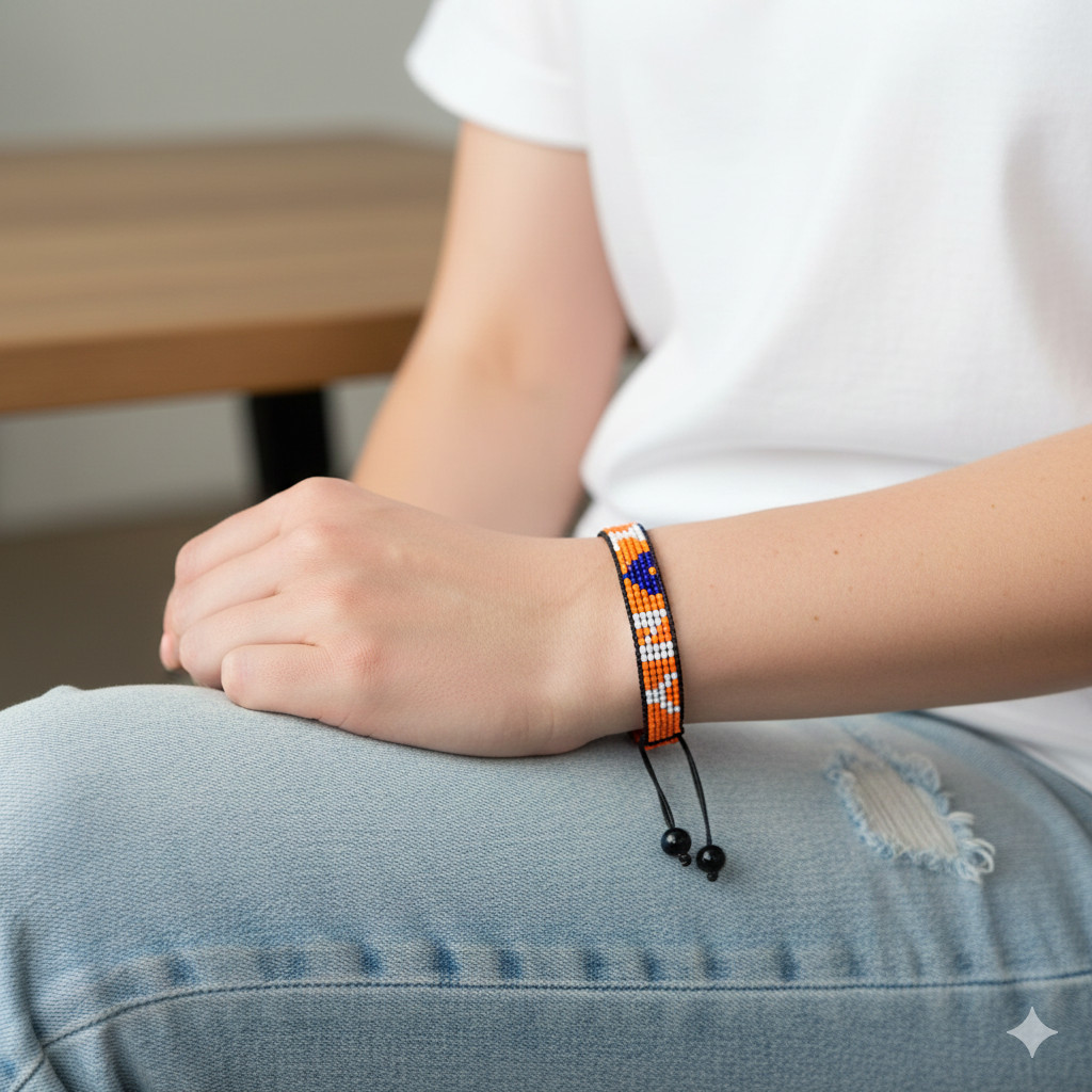 I Love New York Beaded Bracelet: Handcrafted & Adjustable String, Unisex Boho.