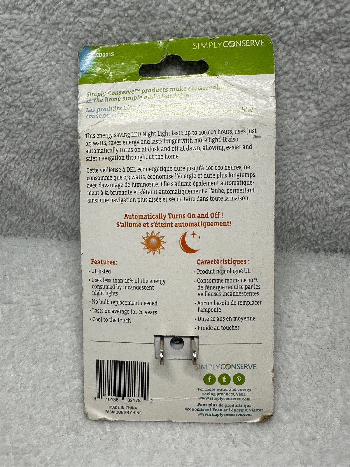 Simple Conserve LED Night Light Planet Friendly New In Pack NIP