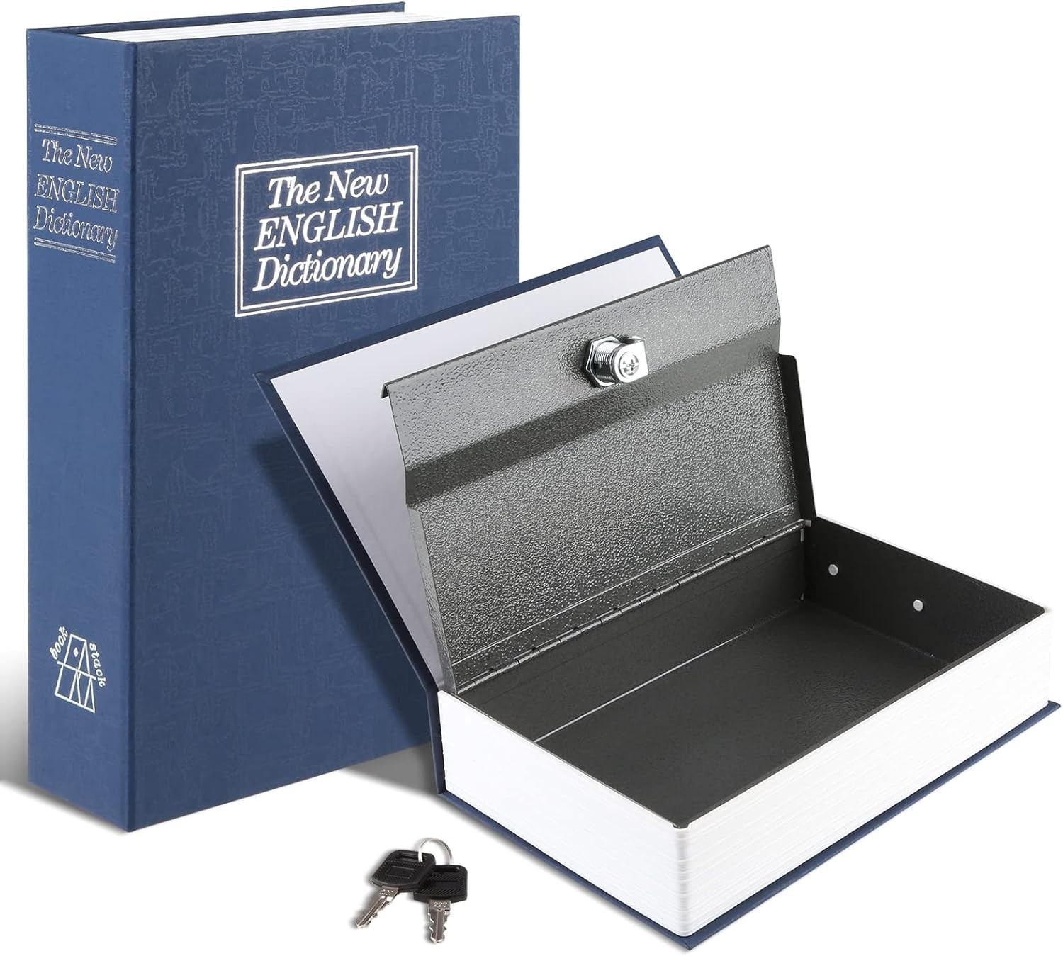 Book Safe with Key Lock, Portable Metal Safe Box, Dictionary Diversion Book S...