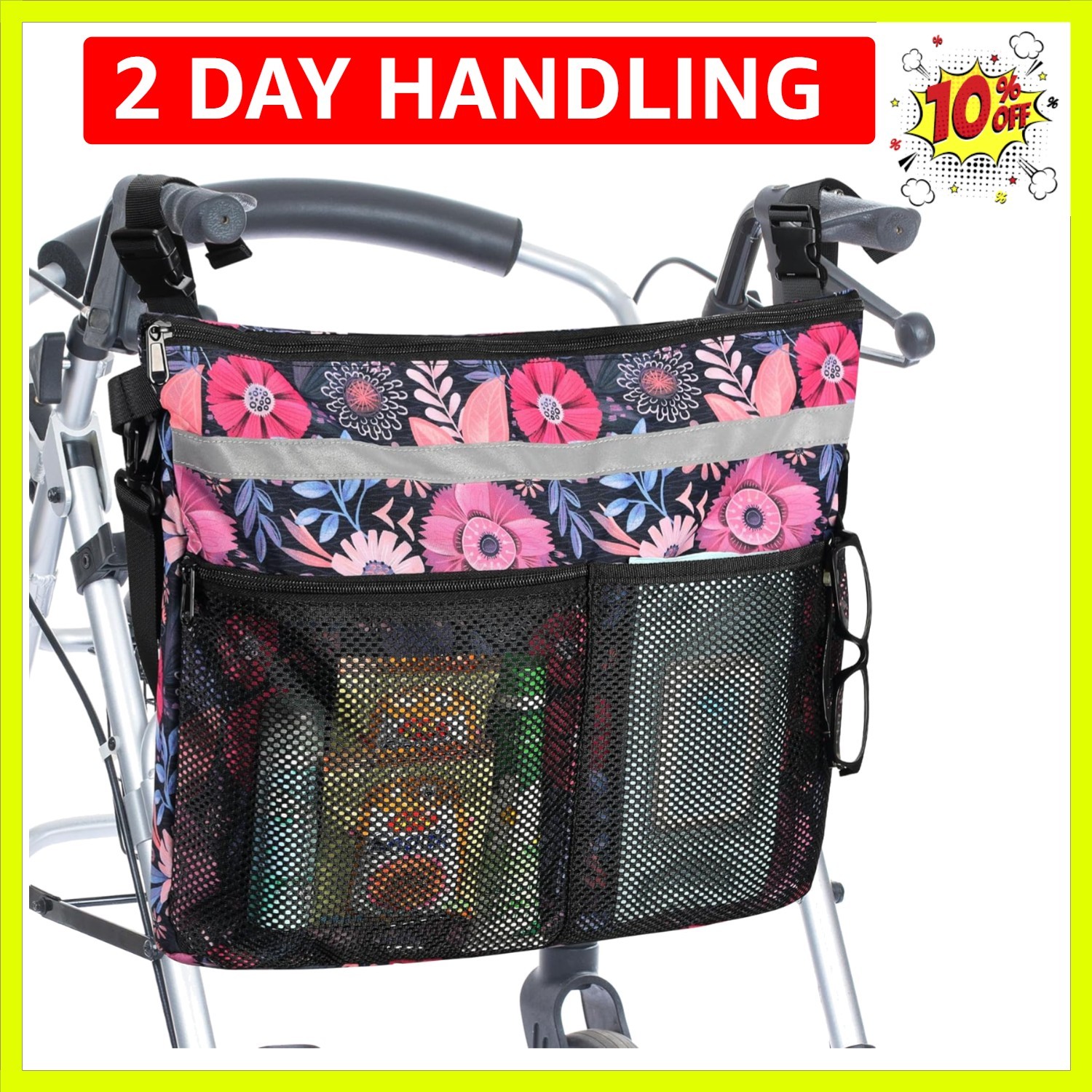 Wheelchair Accessories Backpack to Hang on Back Walker Storage Bag with Multi...