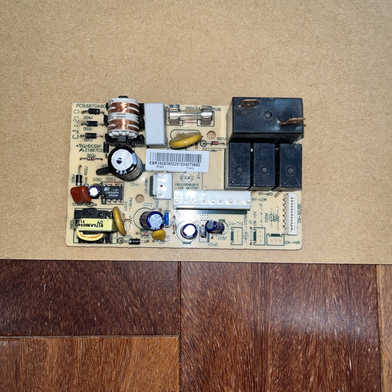 LG 6870A90068E-1 Heater Control Board EBR39283901 UWC151PDMK3 0IMCRTO023M