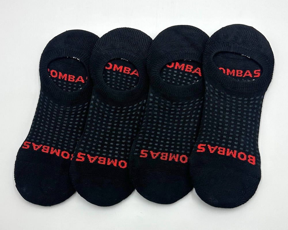 4 Pairs BOMBAS Men's All Sport No Show Socks Cotton Size Med 6-9 Cushion Black