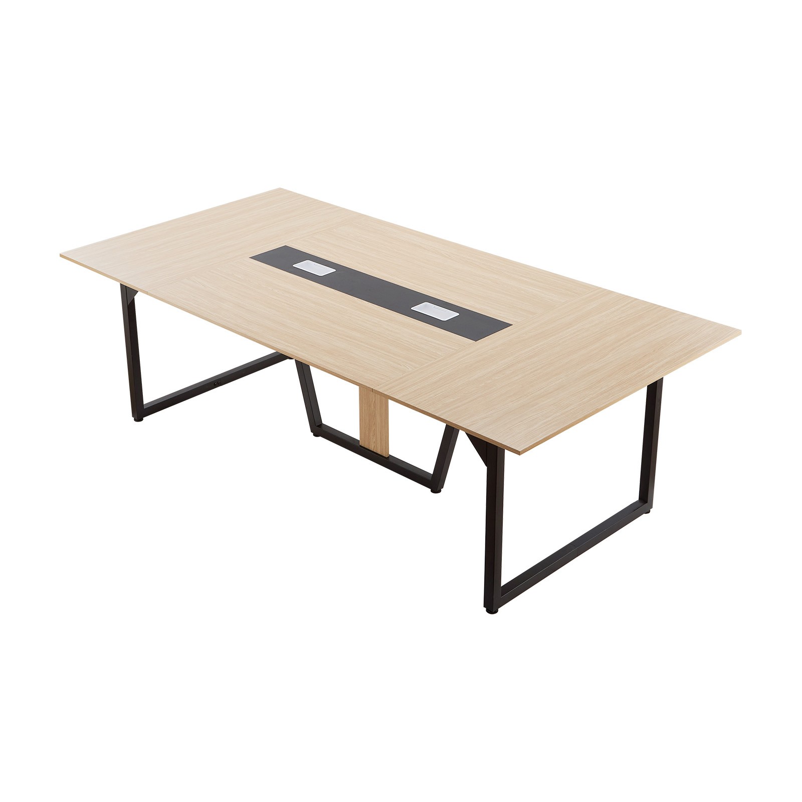 Uimoso 8 ft Rectangle Office Meeting Table for 10 People, Brown Finish