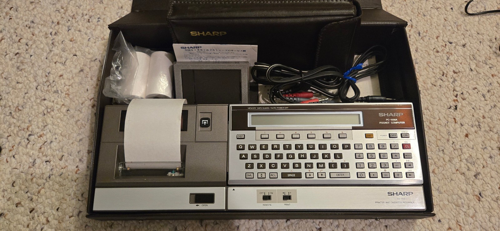 99% new working SHARP PC-1500A+printer+case+pouch+16KB RAM lots of accessories!