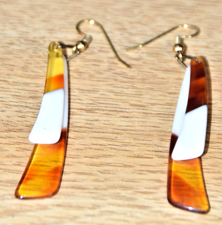 Set of White & Brown Acrylic Earrings*/
