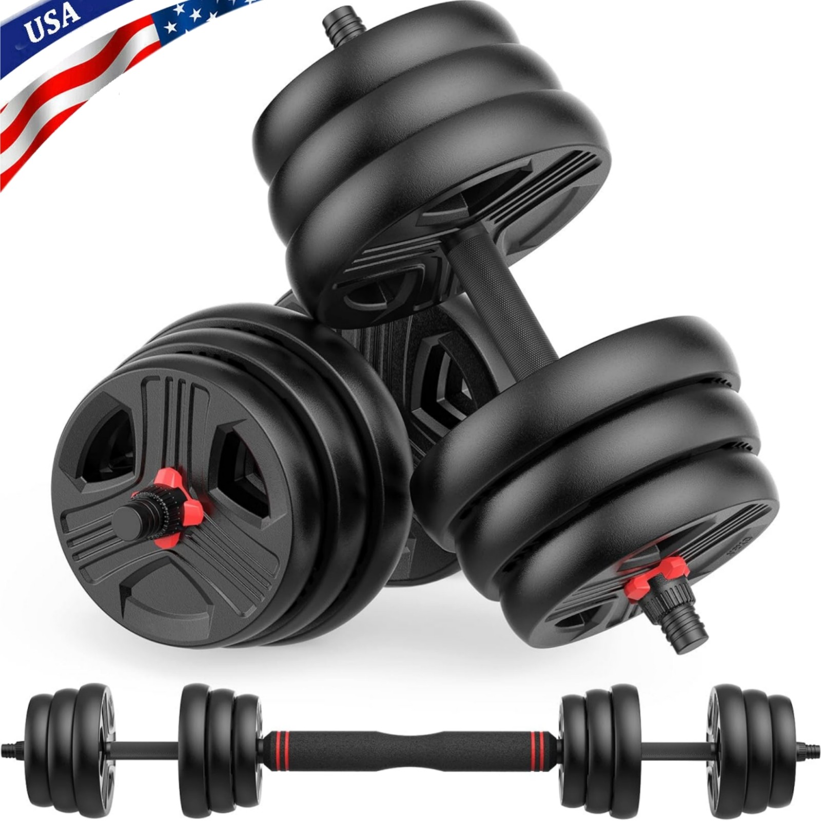 UKEEP Adjustable Dumbbells Set, 20/30/40/60/80lbs Free Weight Set with Connector