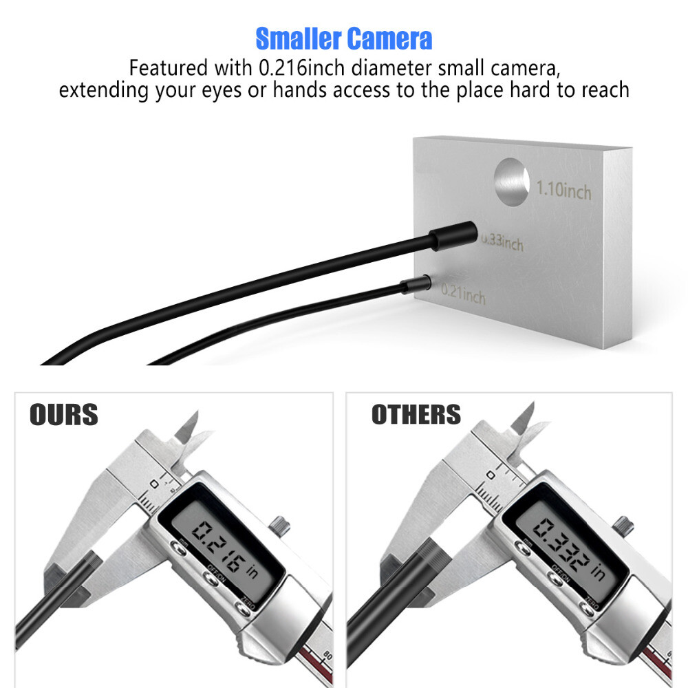 6 LED 1080P HD Snake Endoscope Borescope Inspection Camera for IOS Android