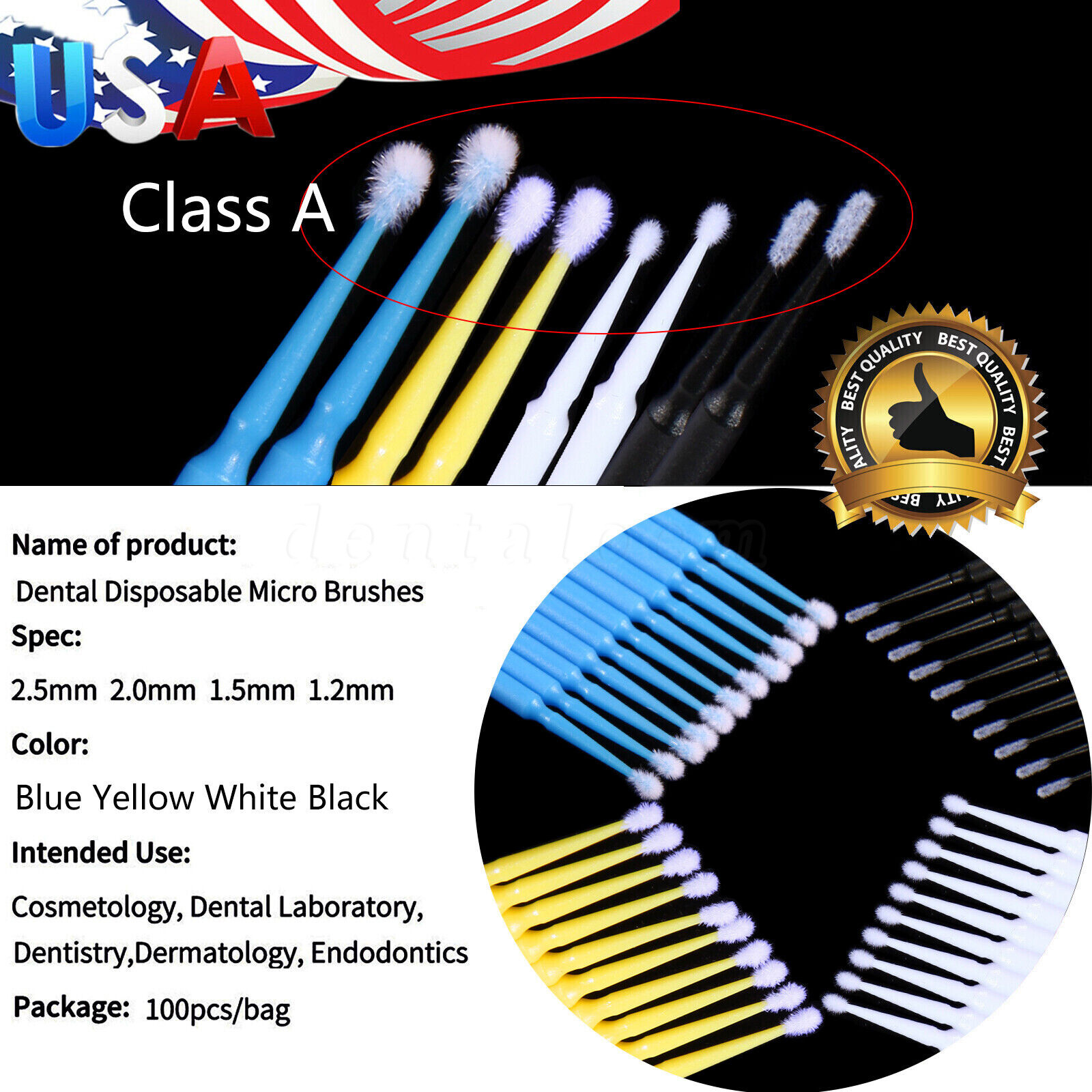 USA Micro Brushes Applicators Microbrush Dental (Regular, Fine, Super Fine) Eye