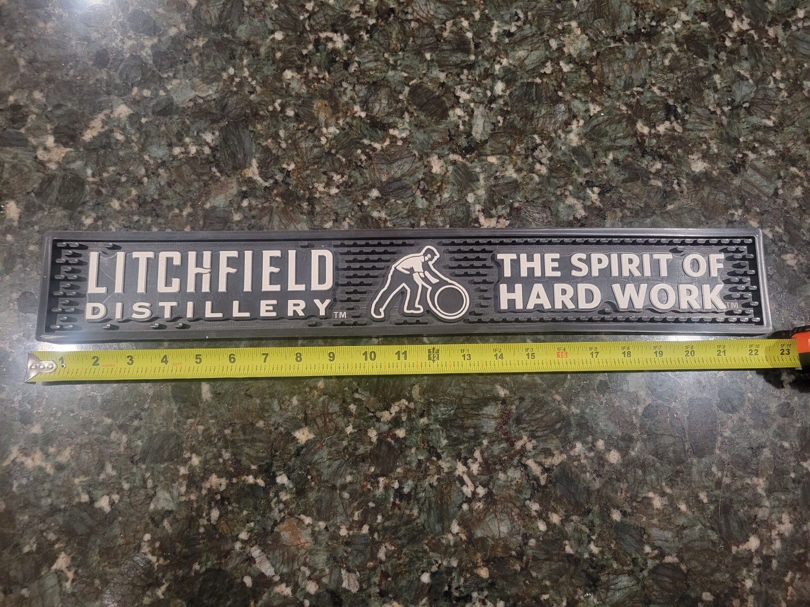 Litchfield Distillery Rubber Mat Spill Drink - Bar the spirit of hard work Conn