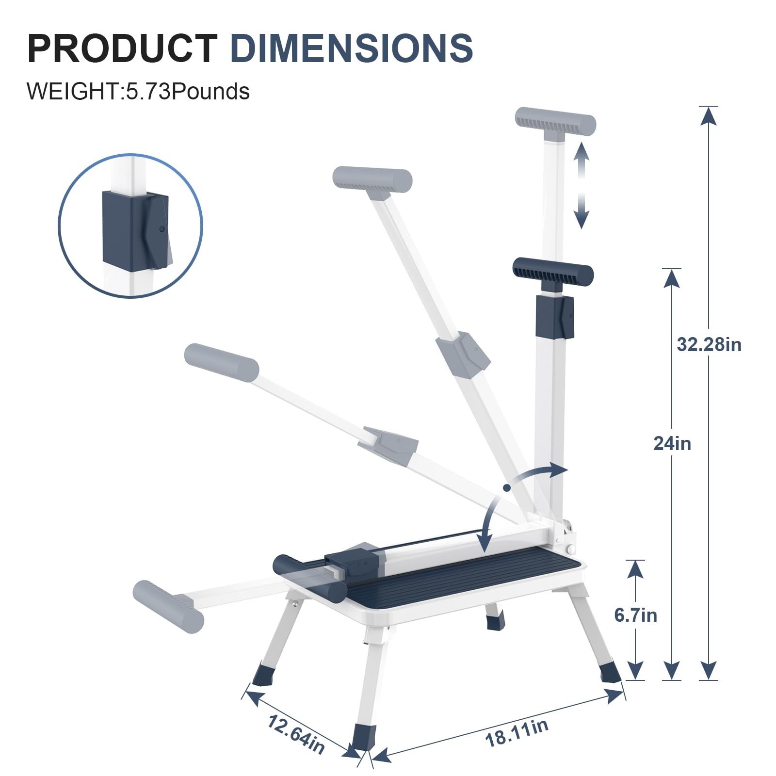 Folding Step Stool with Handle for Elderly Adults - Portable Metal Stepping