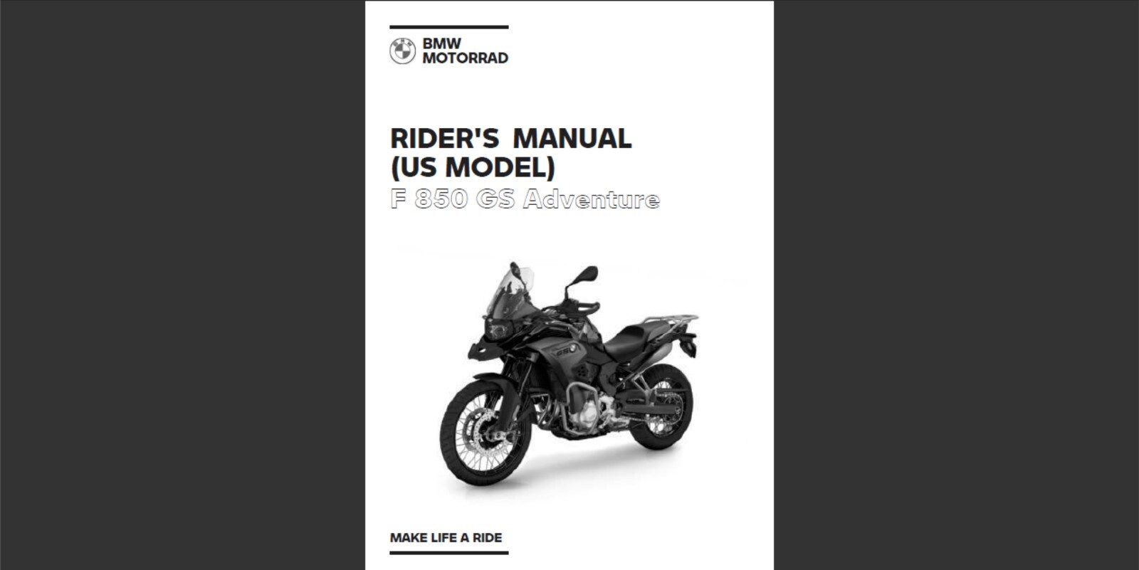 2021 BMW F 850 GS Adventure USA Model maintenance & owner's manual (reprint)