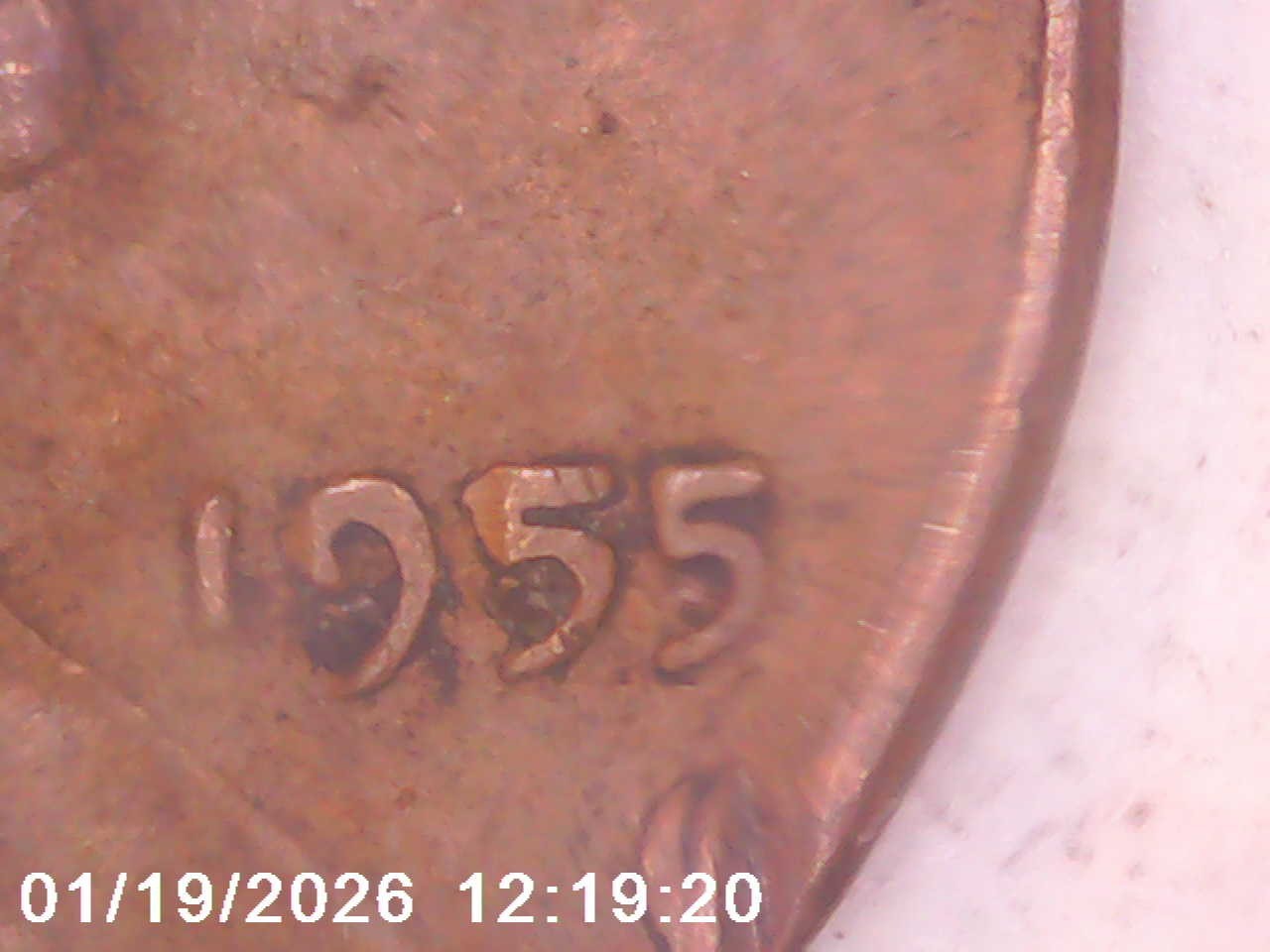 1955-P Lincoln Cent with Obverse Error Lamination on Rim