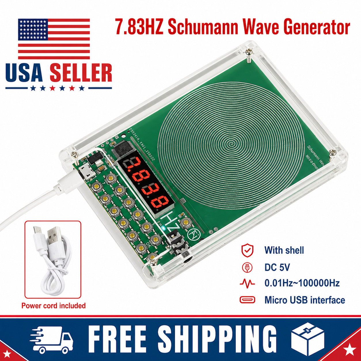 For Schumann Wave Generator Pulse Sine Frequency+Audio Output Connector+Case