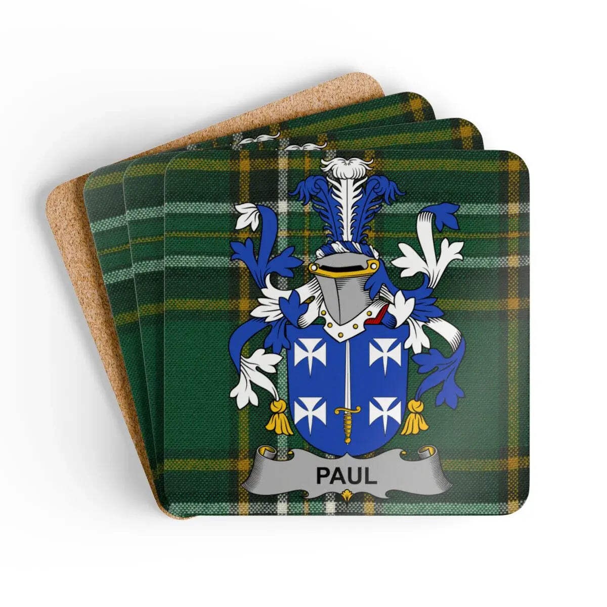 Paul Irish Family Crest Tartan Coaster Set