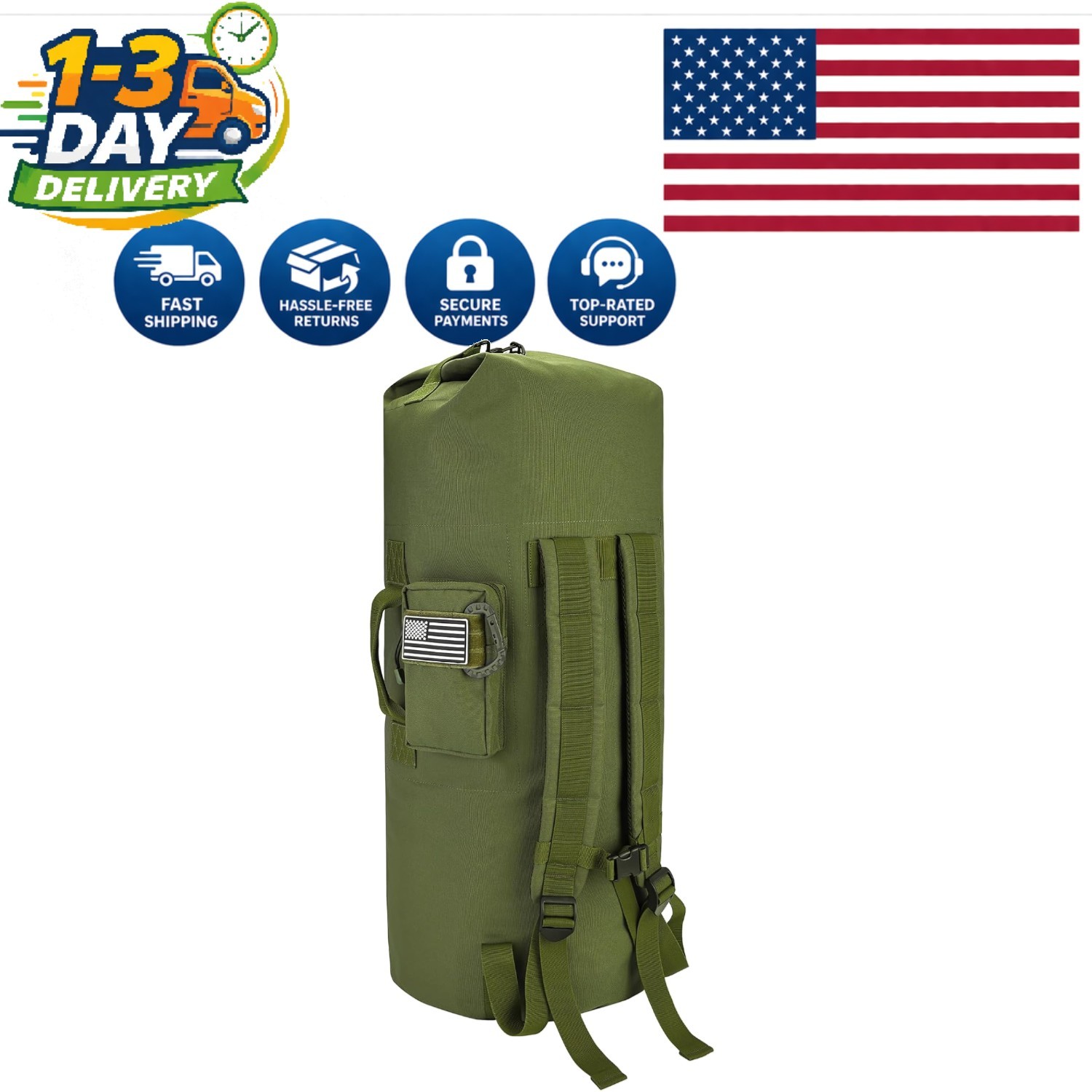 Durable 110L Military Duffle Bag - Comfortable Carry with Maximum Storage Space