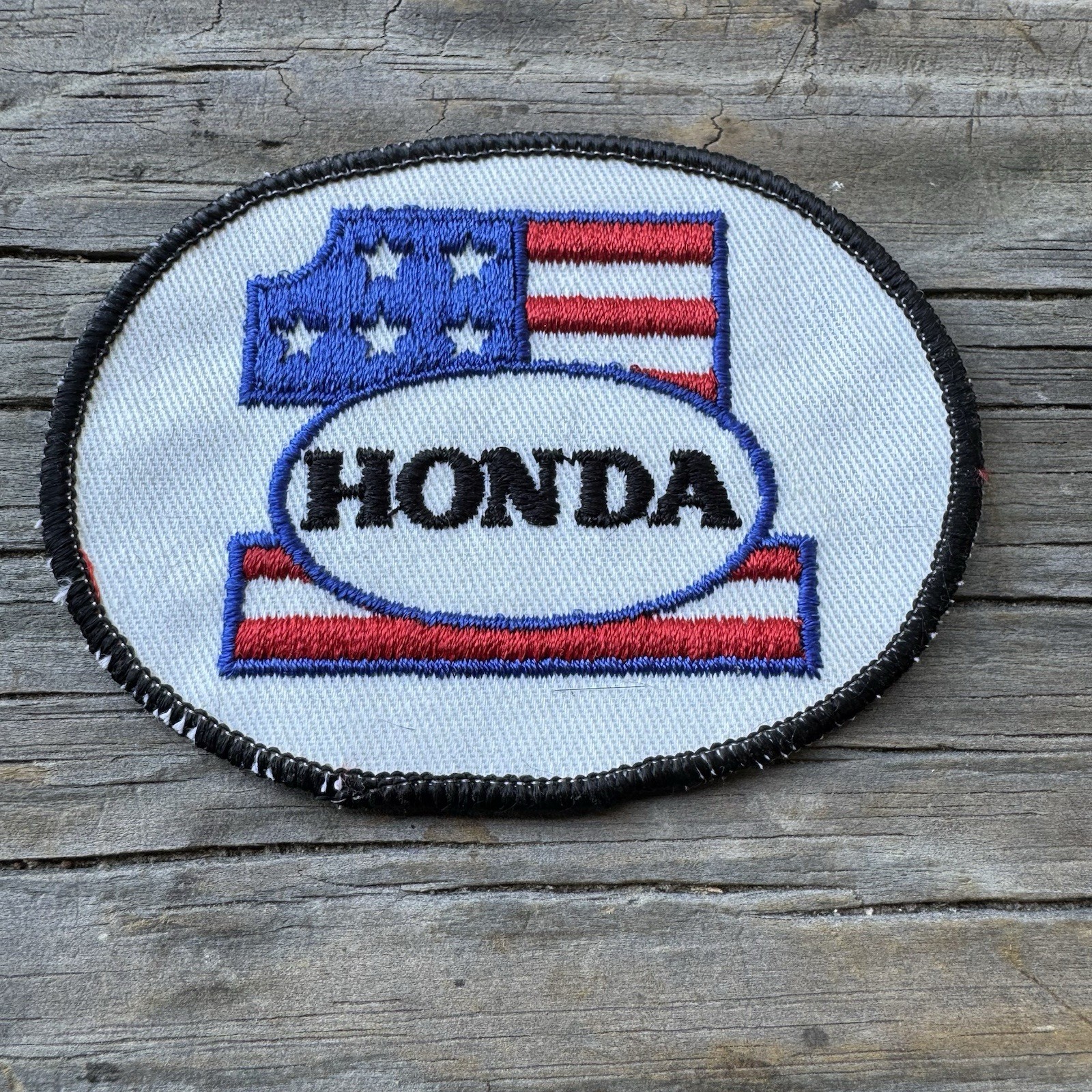 Vintage 1970’s Honda Motorcycles Racing Patch #1 Stars, And Stripes USA