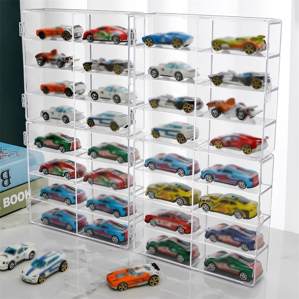 Model Car Diecast Display Case 1:64 Scale 8 Car Compartment with Locking Latch