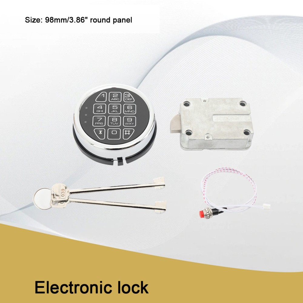Gun Safe Lock Replacement Chrome Keypad Safe Electronic Lock Solenoid 2 Key