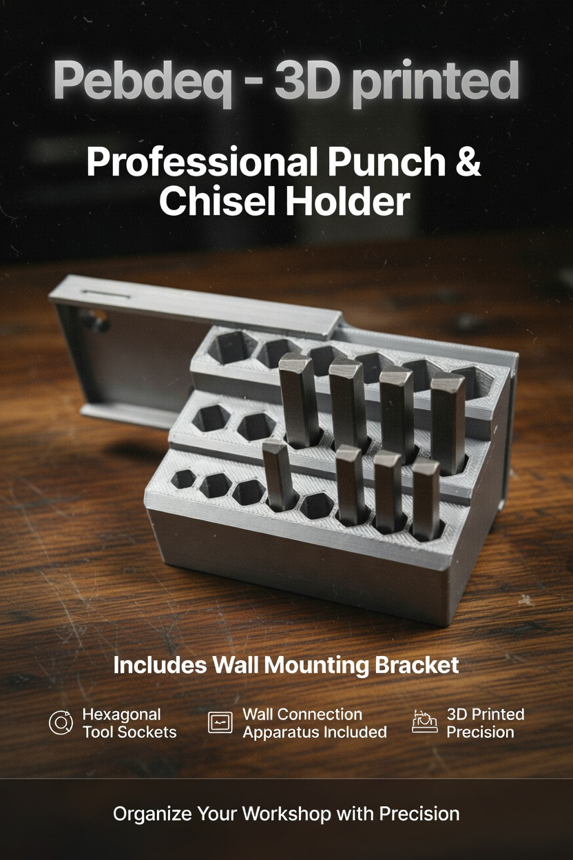 20-Hole Punch and Chisel Organizer Rack  & Wall Mount – 3D Printed Storage